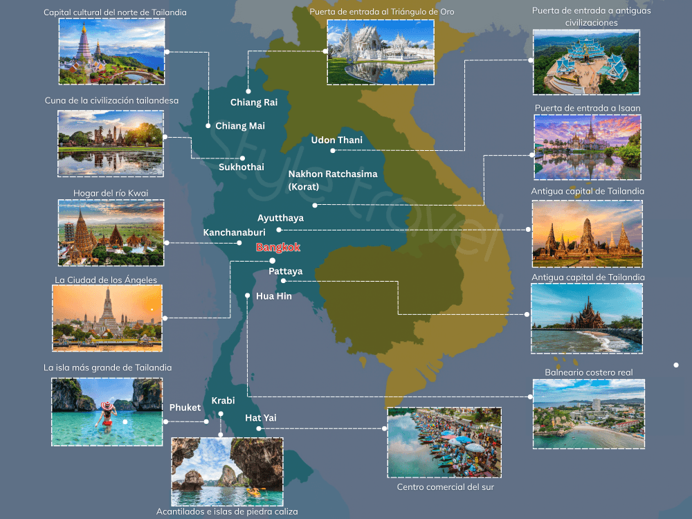 Mapa turístico de Tailandia