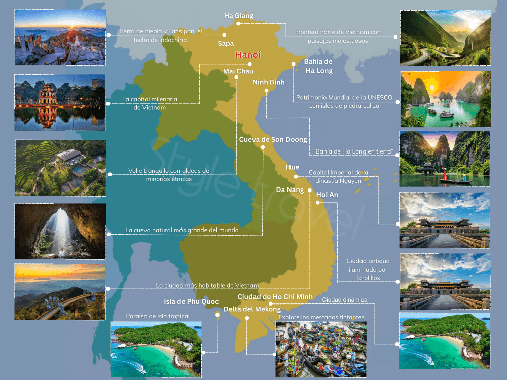 Mapa turístico de Vietnam